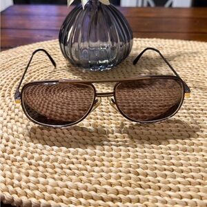 Hudson Vintage Brown Metal Aviator Sunglasses Eyeglasses AS IS
